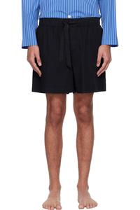 Tekla Черные пижамные шорты из поплина