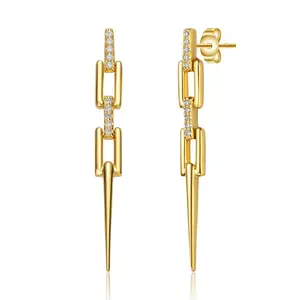 Серьги-Подвески с кубическим цирконием, покрытым 14-каратным золотом Rachel Glauber, gold