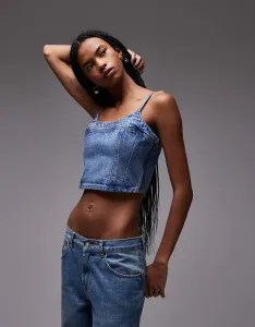 Голубой джинсовый корсет-топ на бретельках Levi's