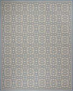 Ковер SAFAVIEH, 275 x 366 см, Linden Collection, Blue & Creme, геометрический рисунок, без линьки и простой в уходе, для помещений и улицы, моющийся - идеально для патио, заднего двора, прихожей (LND134M)