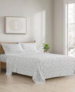 Комплект постельного белья из хлопковой фланели с оригинальным принтом, 4 предмета, размер Queen Madison Park, Gray Skiers