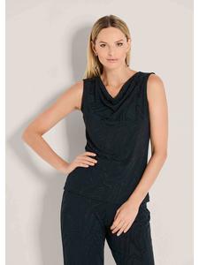 MADELEINE Элегантный трикотажный топ с воротником-стойкой, темно-синий/черный