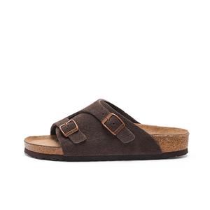 Devo Life Стильные унисекс сандалии из темно-коричневой замши и натуральной кожи, цвет Dark Brown Suede Cow Leather