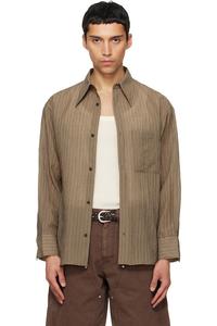 Tonywack Рубашка в полоску оверсайз цвета хаки из лиоцелла