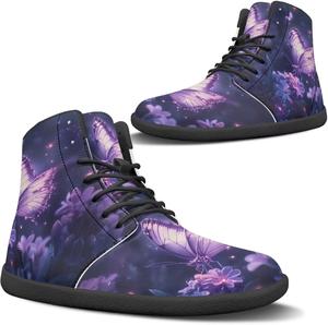 Женские модные кроссовки на шнуровке с высокой посадкой, стильные для бега и повседневной носки Pugasmiru, Butterfly Flowers Pattern