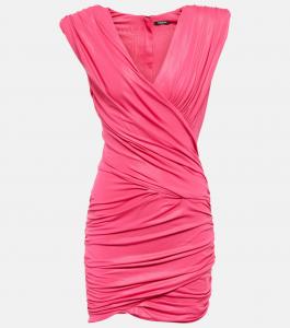 Мини-платье с рюшами Balmain, фуксия