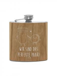 Mr. & Mrs. Panda Фляга Flachmann Igel Maronen mit Spruch in Braun