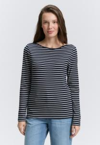 Топ TOM TAILOR STRIPED BOAT NECK, Navy Offwhite Tee Stripe/Dark Blue
