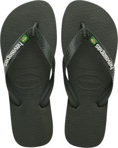 Havaianas - Top Brasil Logo, удобные, прочные и легкие шлепанцы, с противоскользящей подошвой, флаг Бразилии на ремешках, унисекс для взрослых, зеленый