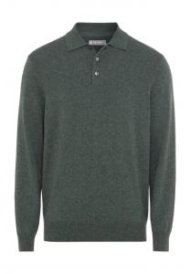 Шелково-Кашемировый свитер с ребристыми манжетами Galeria, зеленый