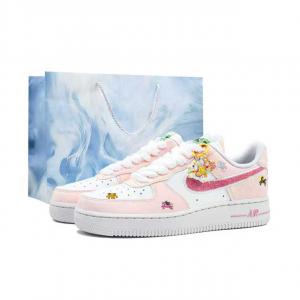 Кроссовки Air Force 1 Cute Horse New year's blessing, устойчивые к истиранию, дышащие, низкие, для скейтбординга, женские Nike, желтый розовый (special shopping bag)