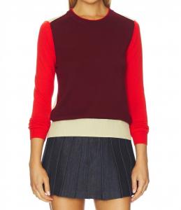 Rag & bone Топ Taron Colorblock Crew Top в бордовом цвете с разноцветными вставками