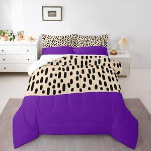 Erosebridal Современное абстрактное одеяло Modern Abstract для детей и взрослых, фиолетово-бежевое лоскутное постельное белье, реверсивный дизайн в стиле бохо с горошком, минималистичный геометрический узор, Purple Beige