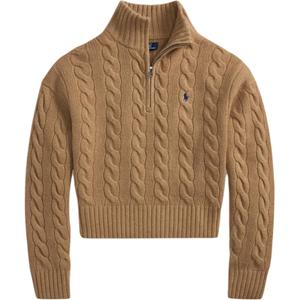 Кабельная вязка свитер с высоким воротником Polo Ralph Lauren, светло-коричневый