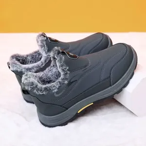 Зимние мужские ботинки Снежные ботинки с утепленной подкладкой Легкая обувь на зиму с мягкой подкладкой внутри, противоскользящей подошвой, повседневные спортивные ботинки для ходьбы и ежедневной носки Qacksv, серый