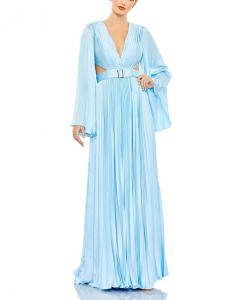 Длинное платье из шифона с кружевной шнуровкой на спине Mac Duggal, синий