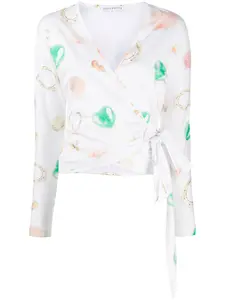 Топ с запахом и принтом Saks Potts, белый