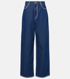 Джинсы с высокой посадкой и широкими штанинами Nina Ricci, Bleu Fonce