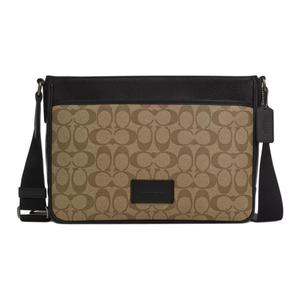 COACH Сумка из кожи и холста, плечевая сумка, кросс-боди большая men's bronze & khaki & black