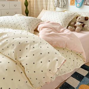 Antarctic Комплект постельного белья 4 предмета, простыня 220x240 см, розовый в горошек, хлопок