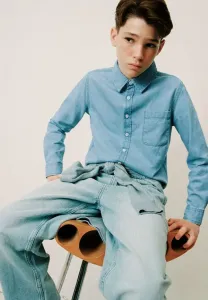 Детская рубашка Mango Kids, Light Blue