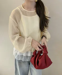 Комплект из кружевной многоярусной майки и топа из органзы Aimoha - Select -, цвет Beige