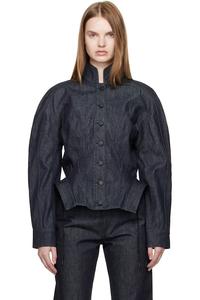 Mugler Джинсовая куртка с рельефным рисунком цвета индиго