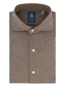 Рубашка из пике на пуговицах Finamore 1925 Napoli, коричневый