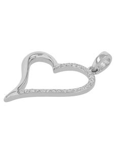 Adeliás Женский кулон - Сердце. Кулон в форме сердца из серебра 925 пробы с кубическим цирконием в серебряной оправе