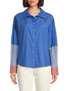 Рубашка Margaux из хлопковой смеси с пуговицами спереди Tanya Taylor, синий мульти