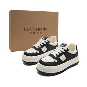 La Chapelle Женские белые и черные низкие скейтерские кроссовки с противоскользящей подошвой для увеличения роста, цвет White Black
