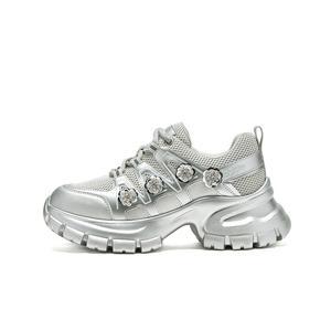 Bosieagender Женские кроссовки на низкой платформе Chunky - Жидкое серебро[Дышащий сетчатый материал], цвет Liquid Silver[Breathable Mesh]