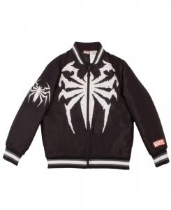 Детская куртка-бомбер с длинными рукавами и застежкой-молнией в стиле университетской формы Venom, Black