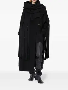 Шерстяной шарф с бахромой SPORTMAX, черный