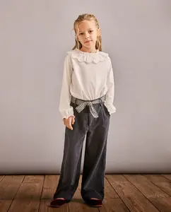 Брюки из мягкого вельвета с фантазийным поясом для девочки Coconut El Corte Inglés, антрацитовый