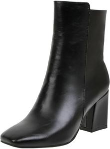 Ботильоны DINTAHA Gogo с массивным каблуком, квадратным носком, короткие ботинки и диско-ботинки, Black