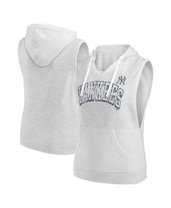 Женский пуловер с капюшоном без рукавов Ash New York Yankees Lounge Script Fanatics, серый