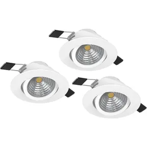 Потолочный светильник SALICETO LED-модуль 1 шт. Теплый белый LED, встроенный светильник, для гостиной, 4,2x8,8x4,2 см, вырез 6,8 см Eglo, белый
