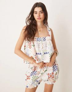 Топ-бюстгальтер ASOS DESIGN Baby Doll с плиточным принтом