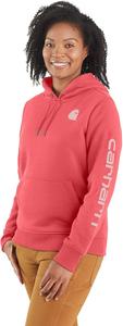 Carhartt Women's Relaxed Fit Midweight Logo Sleeve Graphic Sweatshirt, Pink Salmon Heather