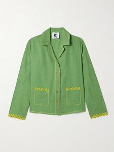 Льняная пижамная рубашка Petra с вышивкой Sleeper, зеленый