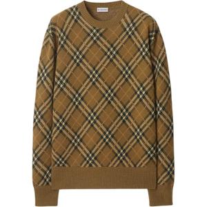 Вязаный свитер в клетку из шерсти Burberry, коричневый