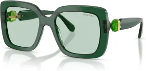 Женские квадратные солнцезащитные очки Swarovski SK6001, Transparent Green/Transition Green