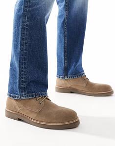 Ботинки-дезерты ASOS DESIGN со шнуровкой из каменно-замшевой ткани с натуральной подошвой