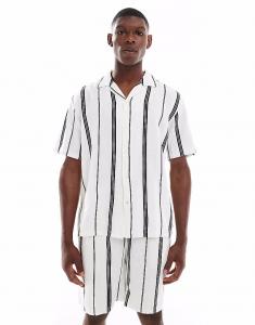 Рубашка в льняном стиле в однотонную полоску Only & Sons