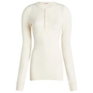 Органический мягкий пуловер в рубчик Auralee, цвет ivory