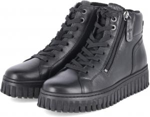 Женские ботинки Tamaris с кружевом, плоская подошва 1-25206-43, Black (Black Leather)