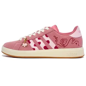 Adidas Grand Court Base 00s Abrasion Resistant Low top Skateboard Shoes Unisex Pink