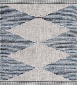 Ковер SAFAVIEH, 183 x 183 см, Kilim Collection, Blue & Ivory, ручной работы плоское плетение бохо геометрический Wool & Jute, идеально для помещений с высокой проходимостью в гостиной, спальне (KLM309L)