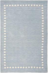 Ковер SAFAVIEH, 244 x 305 см, - коллекция Kids - большой - Blue & Ivory, ручной работы из шерсти, с узором в горошек по краю, идеально для спальни, игровой комнаты, детской, комнаты для мальчиков и девочек (SFK802M)